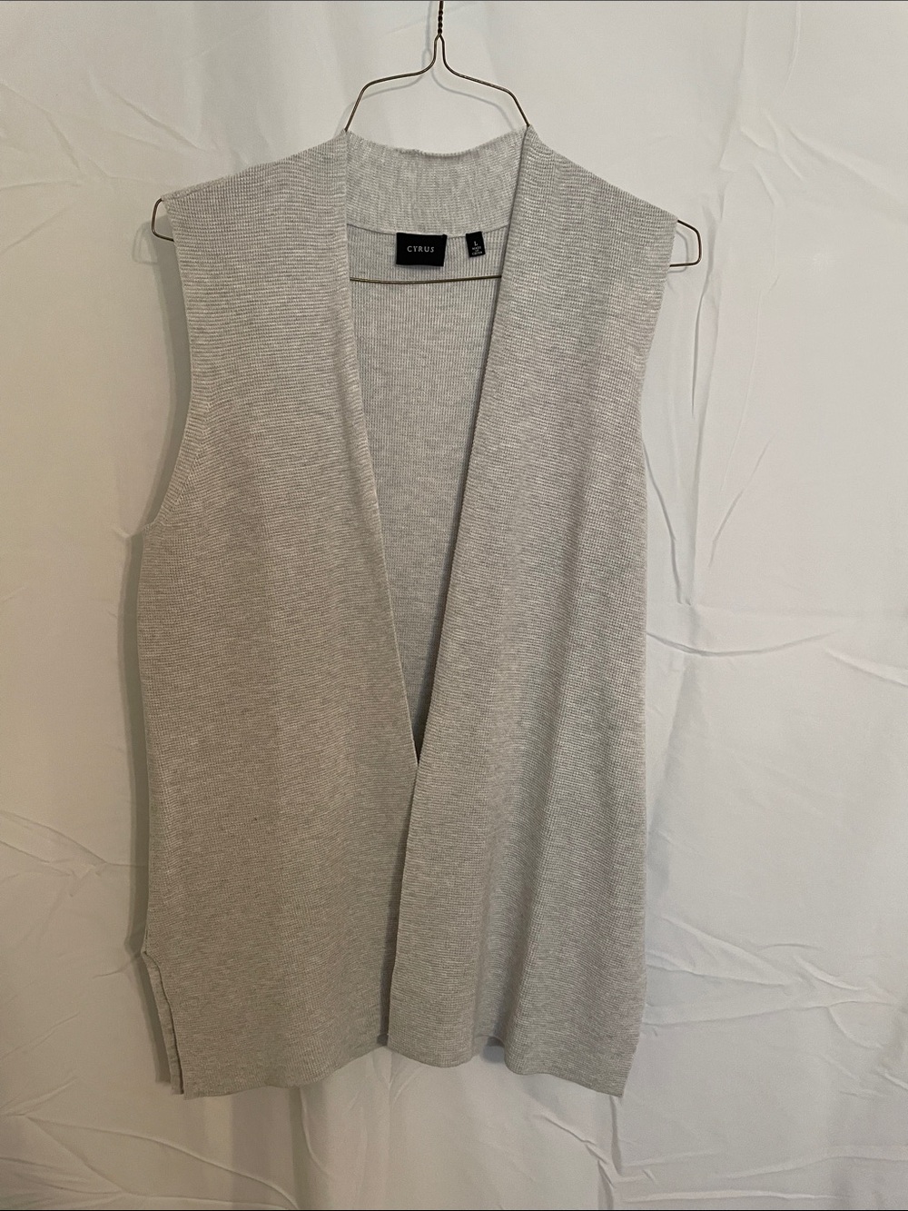 Cyrus light gray open-front knit vest